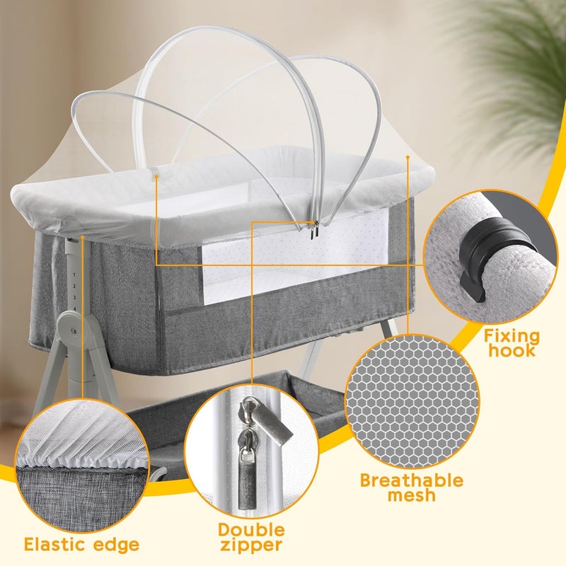 jiangcha Bassinet Cover for Cats - Mosquito Net Cover for Bassinet Bedside Sleeper Travel Crib to Keep Cats Out - Breathable Baby Mosquito Net with 2-Way Zipper (White-Small) - Image 2